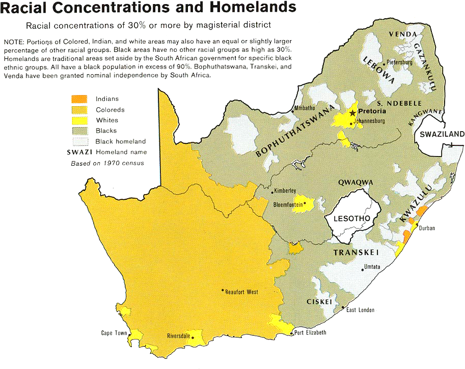 South Africa Racial Demographics Map 1979 - Demographic Map Of South Africa (940x735), Png Download