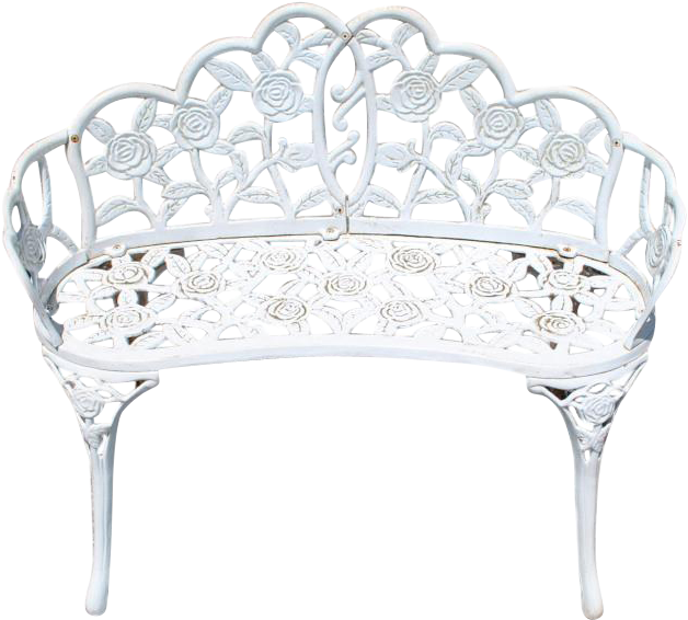 Download Antique White Cast Iron Garden Bench Outdoor Settee