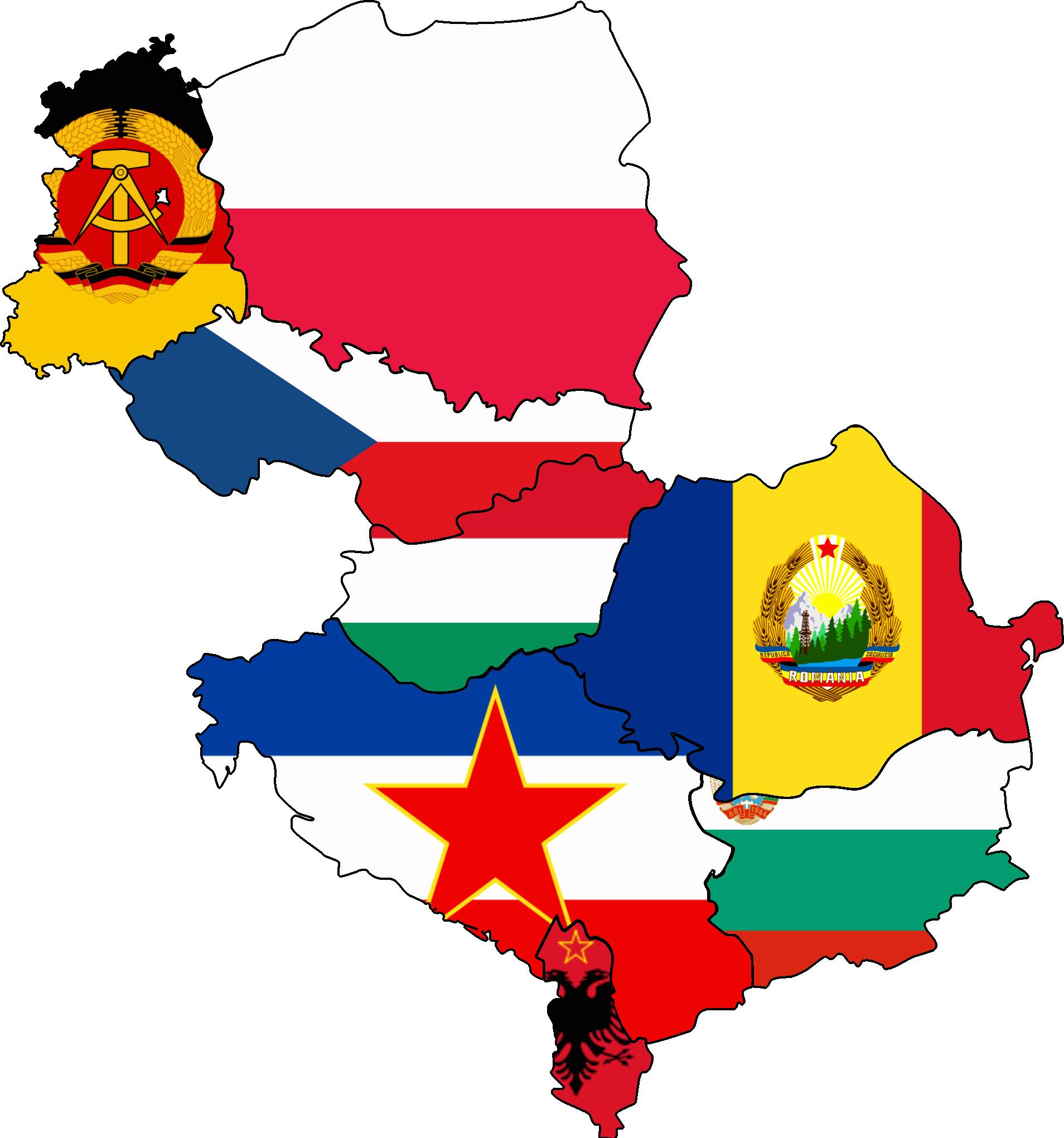 Flag Map Of Eastern Bloc Countries - Eastern Europe Flag Map (1908x2041), Png Download