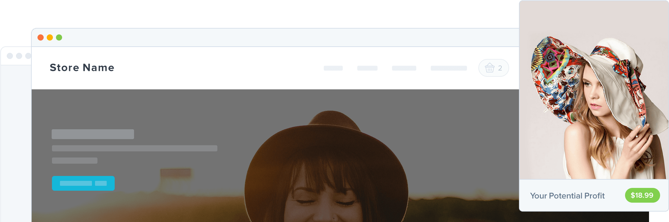 Dropshipping Hats - Markenlos Schlapp Hut Damenhut Sonnenhut Hut Strandhut (2280x740), Png Download