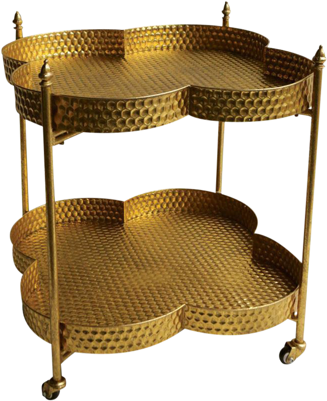 This Stylish Gold Metal Clover Shaped Bar Cart Will - Cleo Clover Bar Cart - Gold - Creative Co-op (849x999), Png Download
