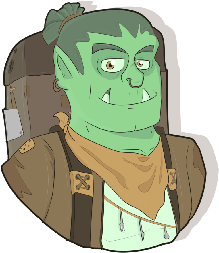 Animated Green Character Half Pathfinder - Drawing (874x913), Png Download