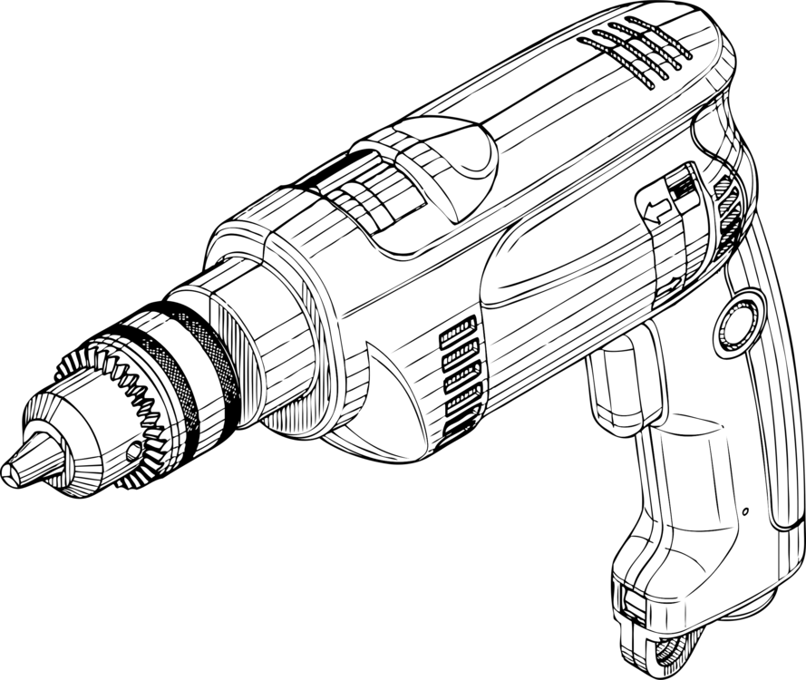 Augers Tool Electric Motor Electricity Hammer Drill - Hand Drilling Machine Sketch (889x750), Png Download