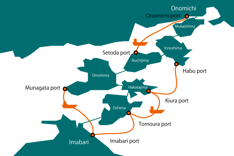 Ferry Map In Shimanami Kaido - Imabari Shipbuilding Map (800x534), Png Download