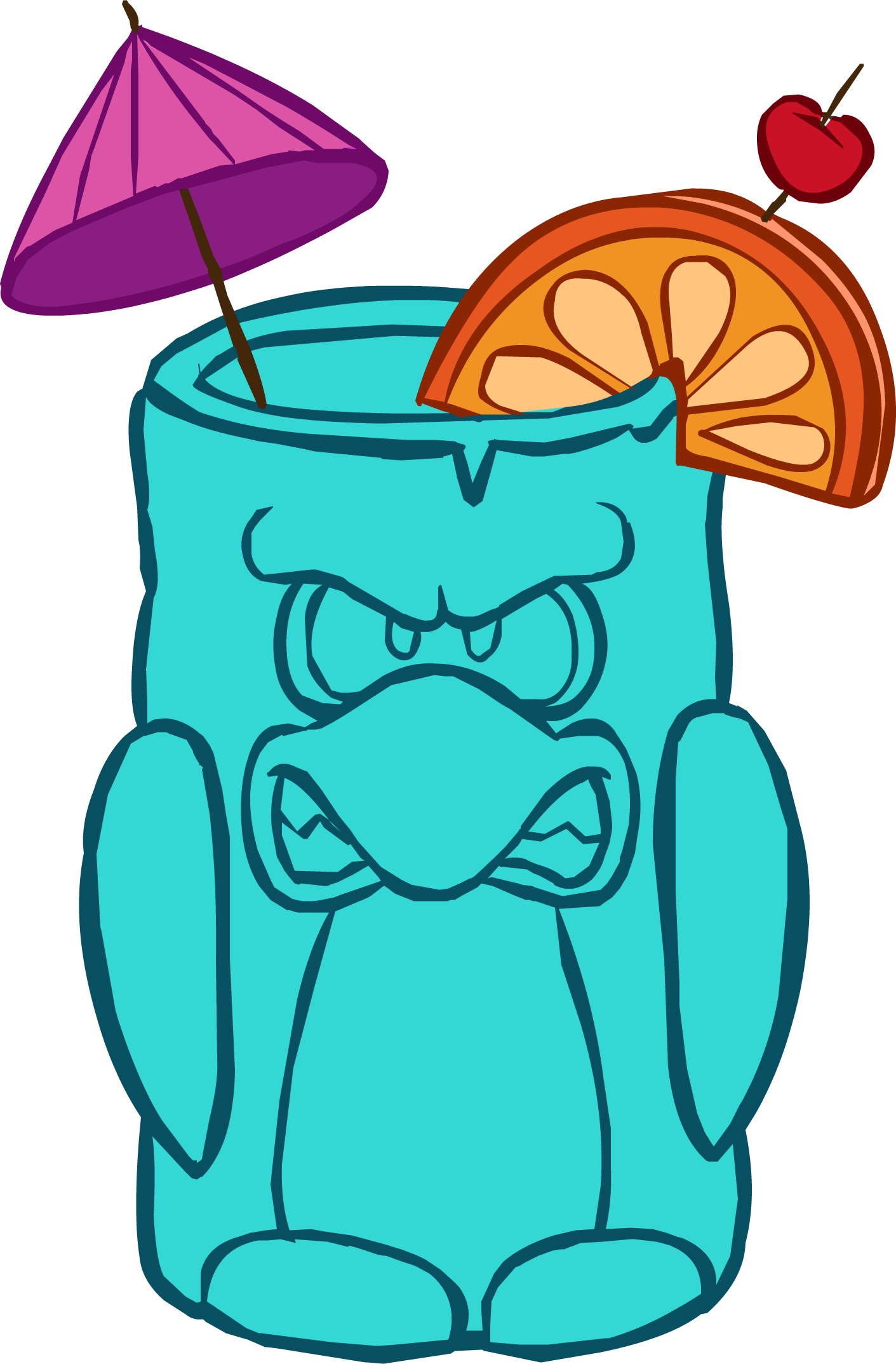 Blue Tropical Cup Icon (1411x2147), Png Download