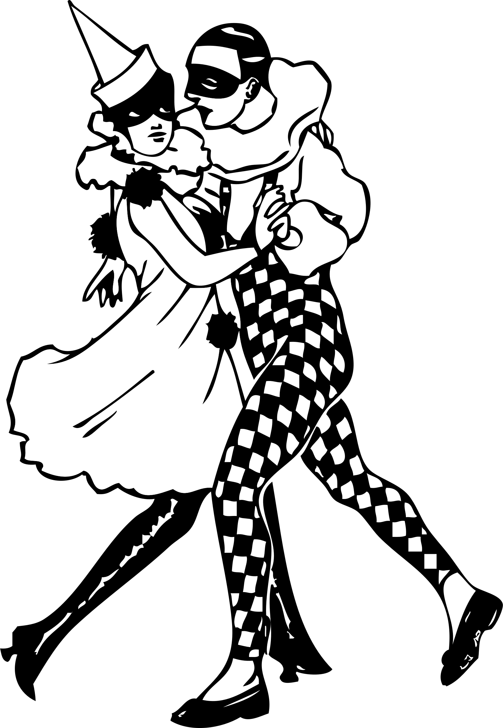 Dancer Clipart Halloween - Harlequin Black And White (1658x2400), Png Download