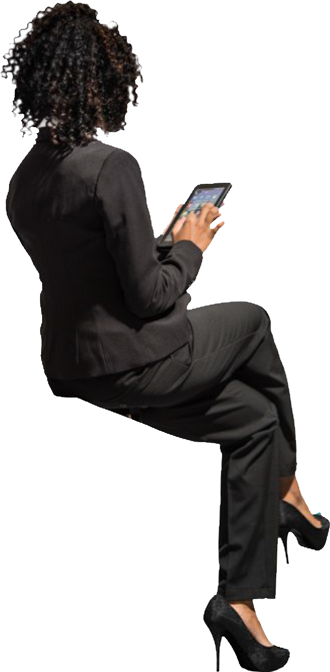 Cutout Woman Sitting - Cutout Sitting People Png (721x1382), Png Download