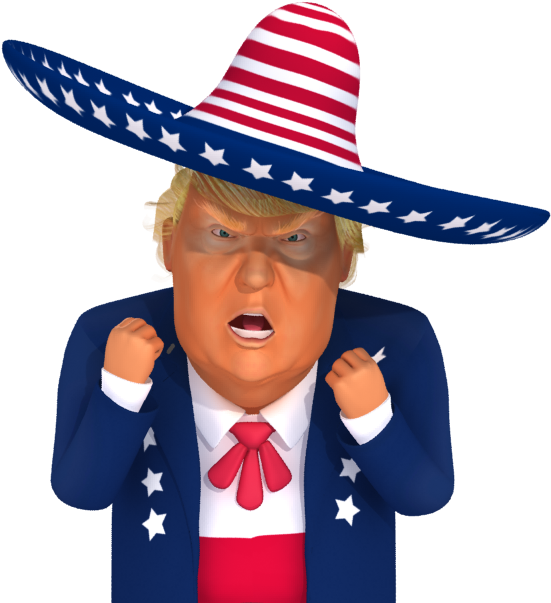 #trumpstickers Angry Mexican Trump 3d Caricature - Caricature (618x618), Png Download