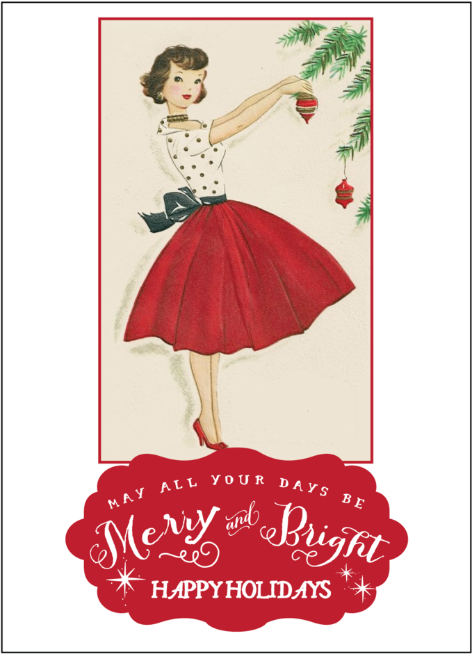 Vintagegirlmerrybright (1000x1429), Png Download