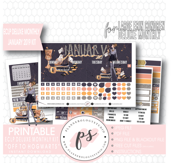 Off To Hogwarts January 2019 Monthly View Kit Digital - Control Panel (600x566), Png Download
