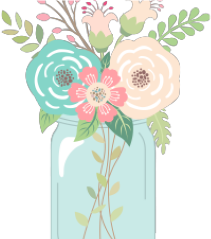 Love Clipart Mason Jar - Mason Jar With Flowers Clipart Free Png (640x480), Png Download