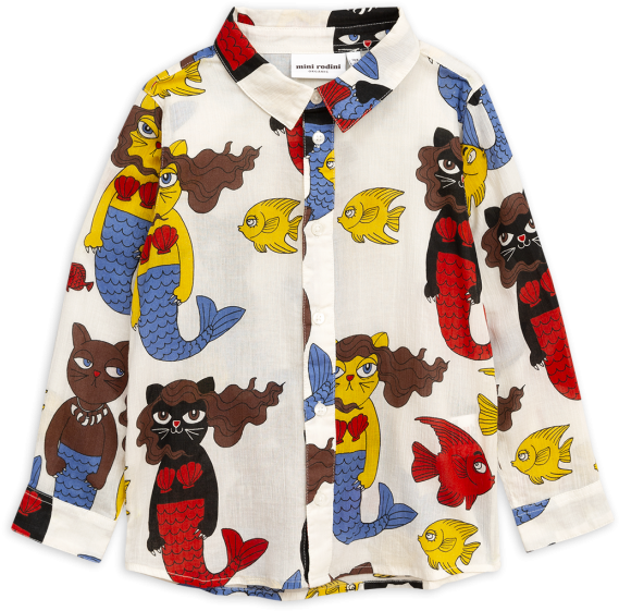 Exclusive Cat Mermaid Woven Shirt (786x786), Png Download