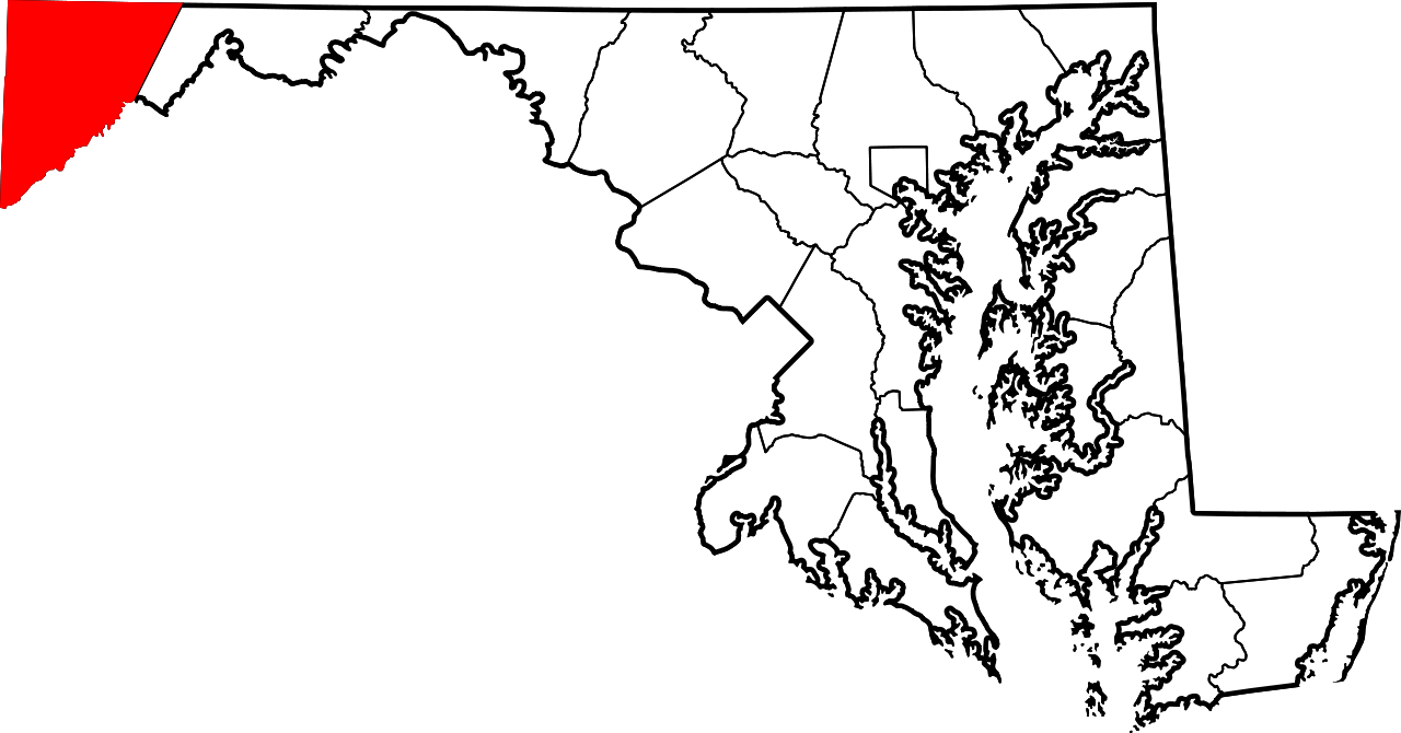 Map Of Maryland Highlighting Garrett County - Map Of Garrett County (1280x670), Png Download