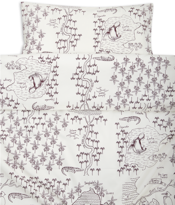 Mini Rodini Croco Map Bed Set Baby Off White One Size (786x786), Png Download