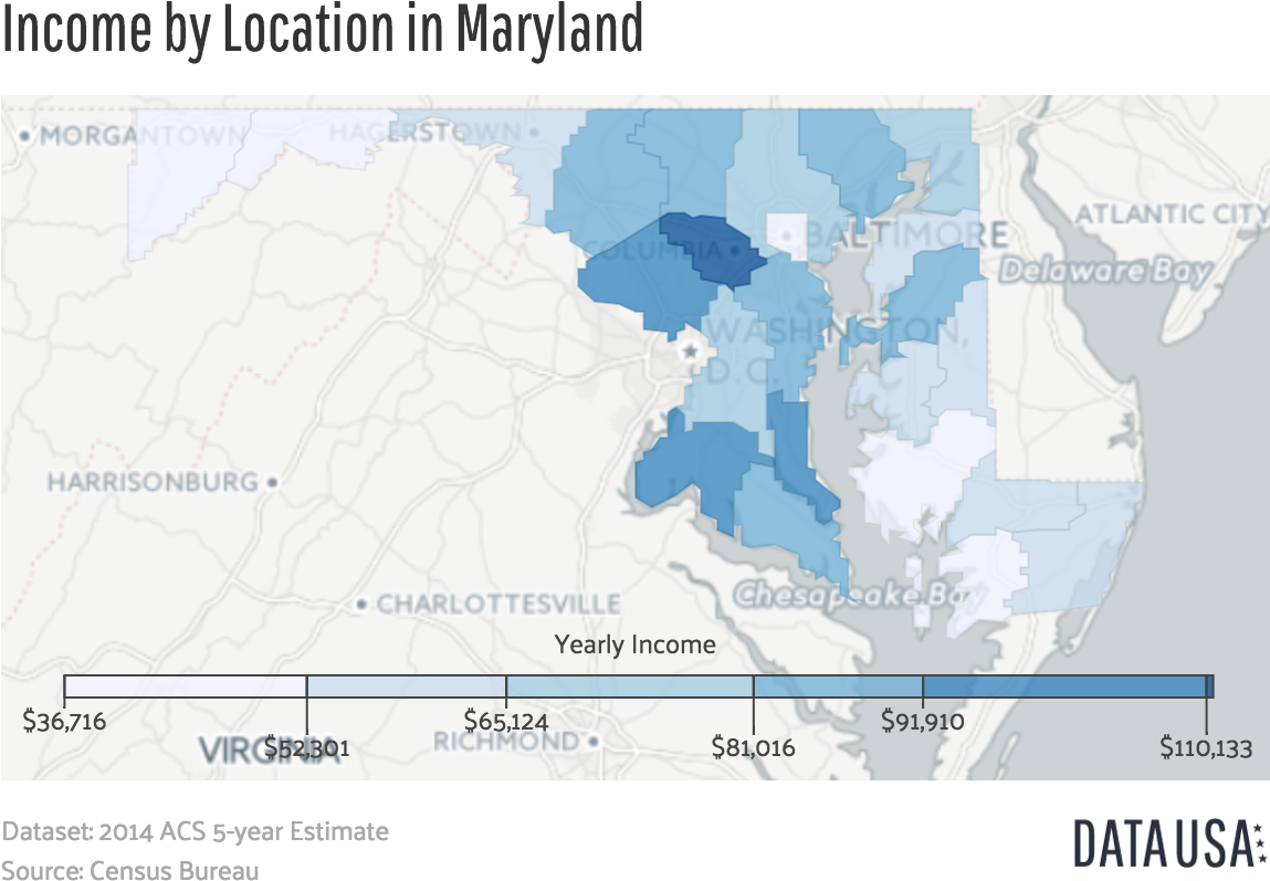 Income By Location In Maryland (1208x882), Png Download