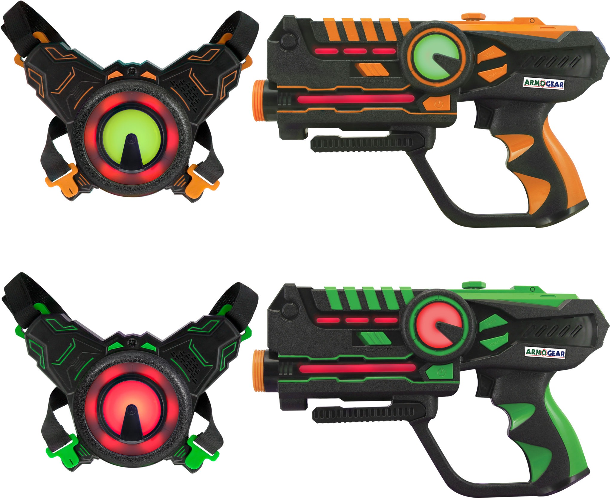 2 Pack Guns & Vest - Armogear Infrared Laser Tag Guns And Vests (2048x2048), Png Download