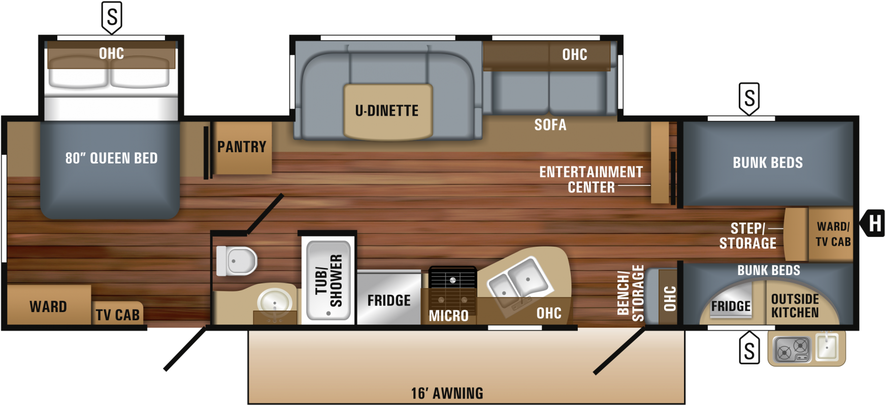 Interior Color - Tumbleweed - 2019 Jayco Jay Flight 31qbds (1800x884), Png Download