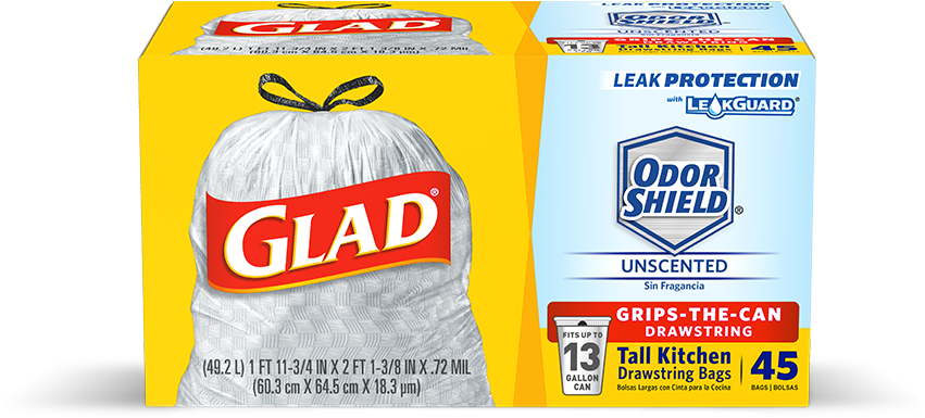 Kitchen Odorshield® Unscented Scent - Glad Trash Bags (960x404), Png Download
