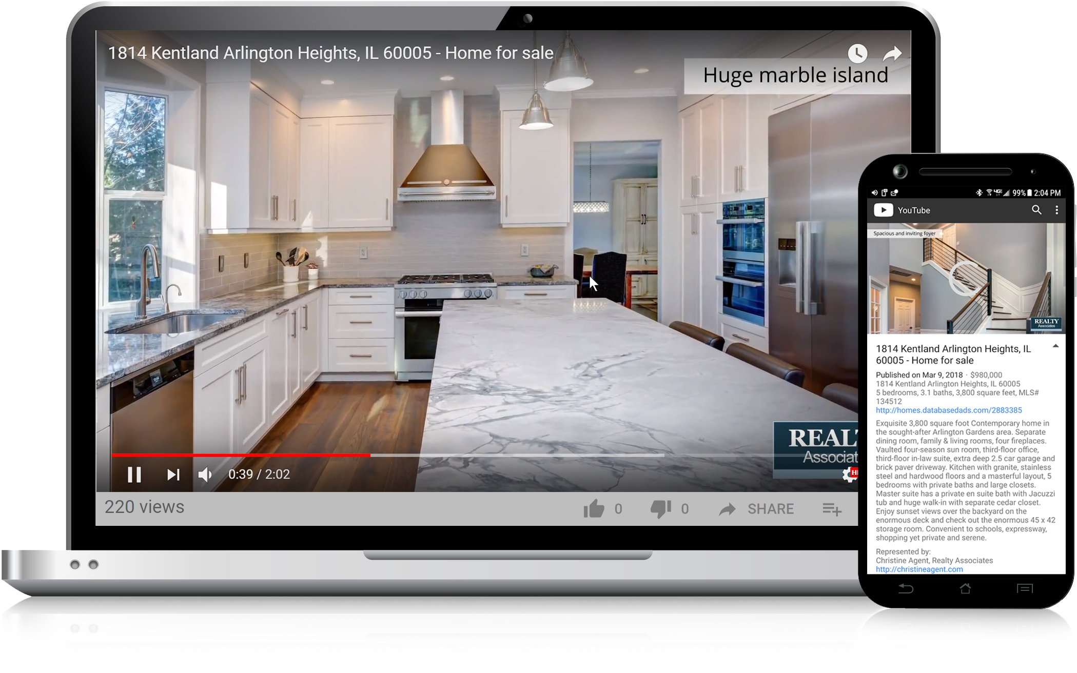 Real Estate Video - Luxury Marble For Kitchen (2099x1312), Png Download