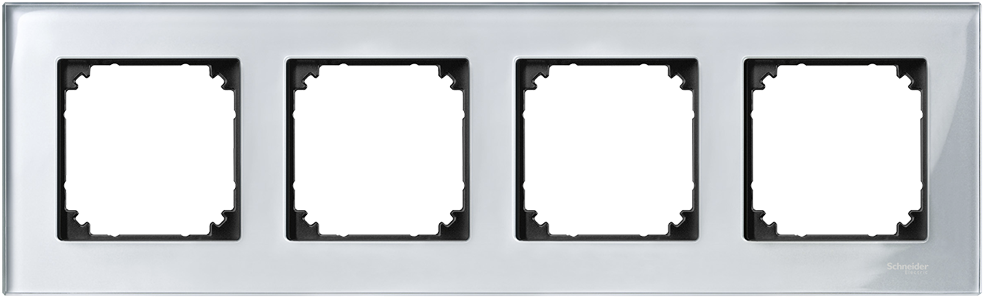 Mtn4040 3260 Real Glass Frame, 4 Gang, Diamond Silver, - Schneider Electric Mtn404304 Merten M-elegance Glass (984x984), Png Download