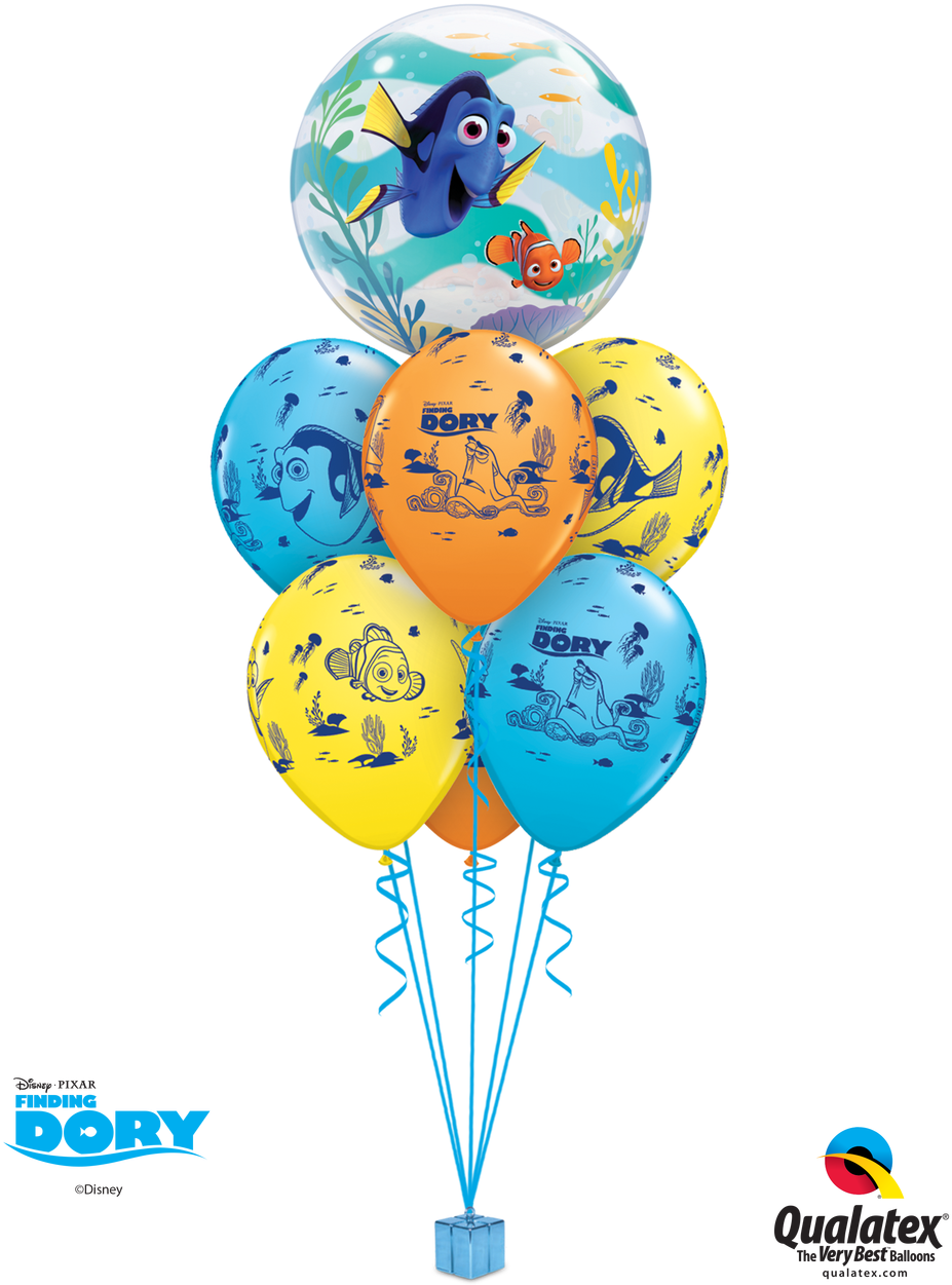 Finding Dory Balloon Bouquet - 22" Finding Dory Bubble Balloons - Mylar Balloons Foil (960x1280), Png Download