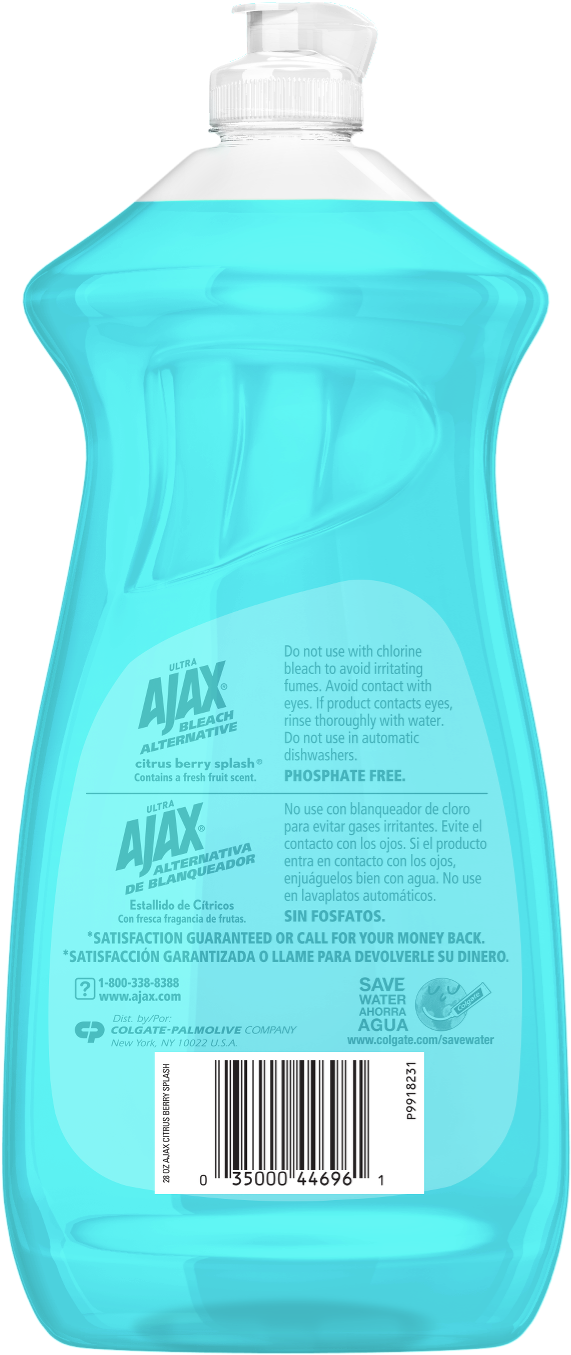 Ajax Ultra Bleach Alternative Liquid Dish Soap, Citrus - Ajax Ultra Triple Action Liquid Dish Soap (1500x1500), Png Download