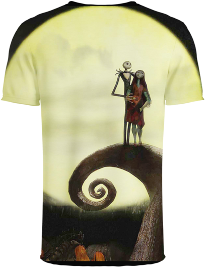 Movie Jack Skellington 3d T-shirt - Nightmare Before Christmas Jack Skellington And Sally (560x559), Png Download