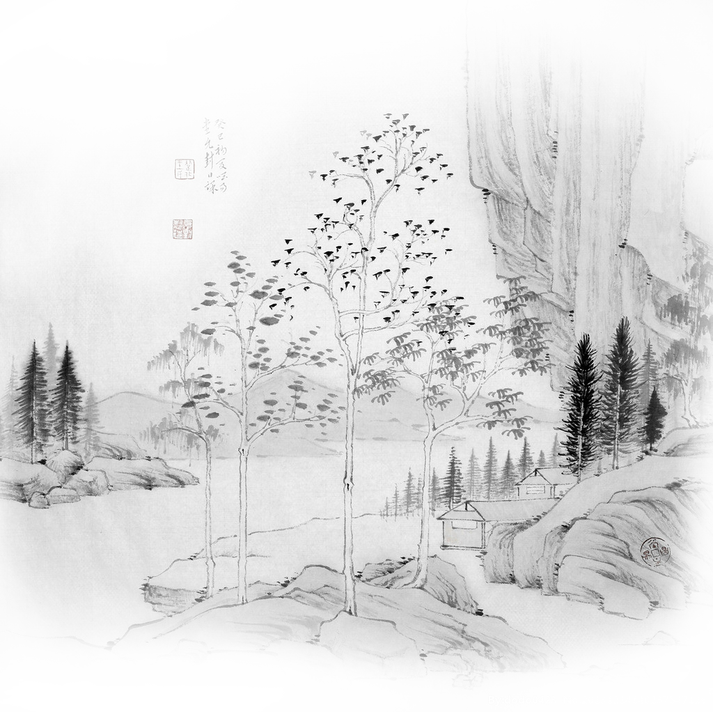 Svg Royalty Free Stock Ink Wash Painting Shulin District - Chinese Painting (1024x1022), Png Download