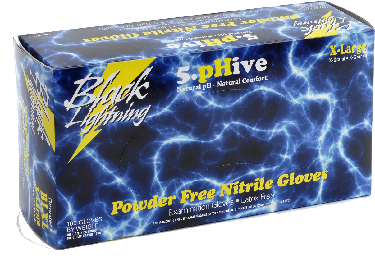 Black Lightning Gloves - Atlantic Safety Bl-l Case Black Lightning Powder Nitrile (1450x1002), Png Download