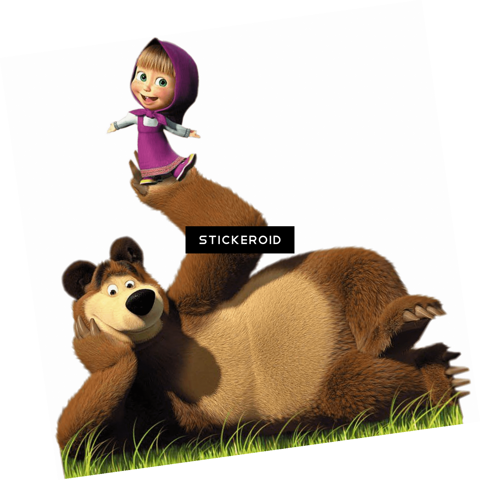 Masha Doing Balancing Act On Bear's Paw - Masha E Orso Png (1586x1587), Png Download