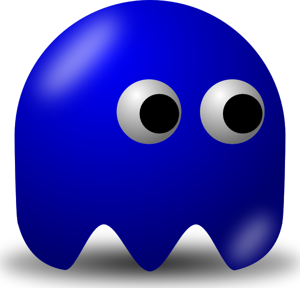 Pcman Game Villain Basic Guy Clip Art - Dark Blue Pacman Ghost (600x575), Png Download
