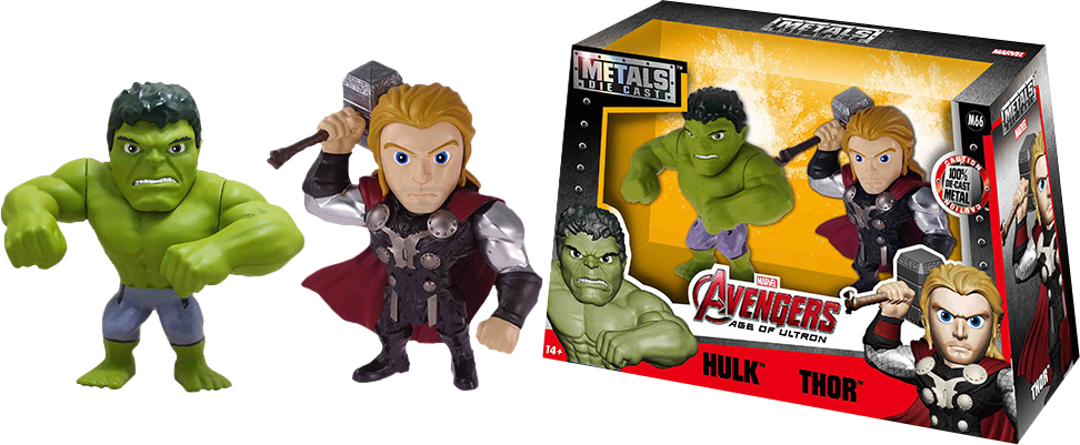 The - Jada Toys Marvel Metals Hulk & Thor (m66) Twin (972x401), Png Download