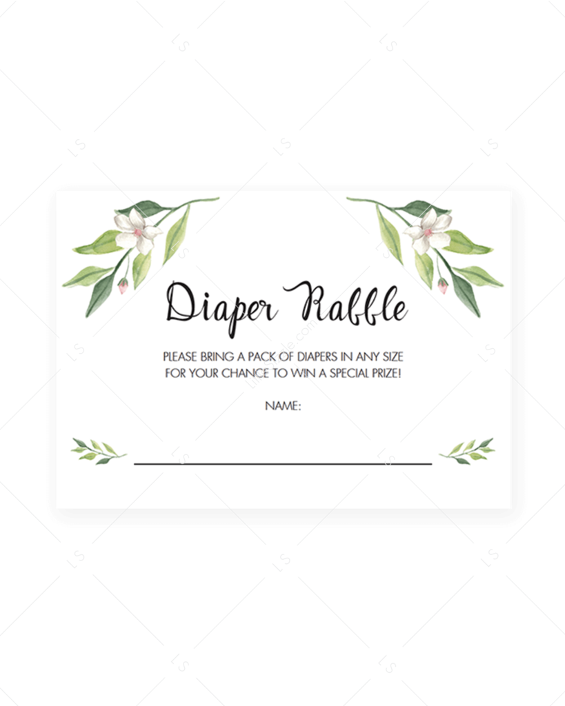 Green Foliage Baby Shower Diaper Raffle Tickets Printable - Baby Shower (819x1024), Png Download