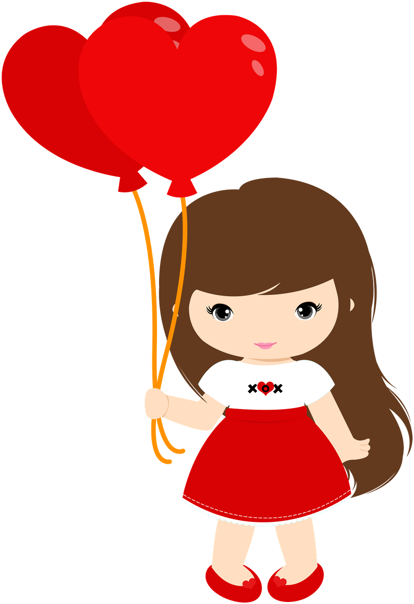 Svg Download Anime Clipart Valentines Day - Girl With Balloon Clipart (900x1257), Png Download