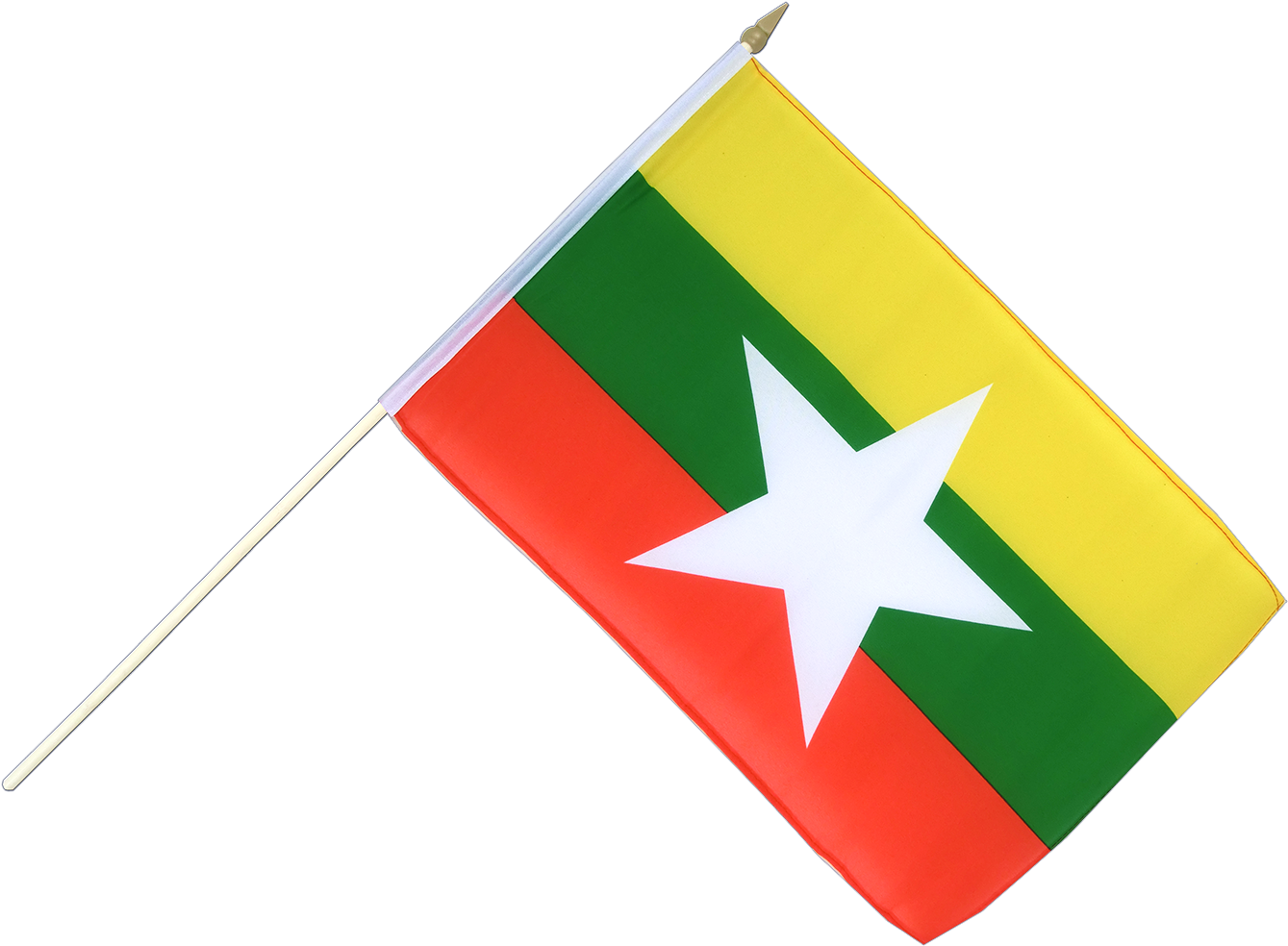 Stick Included For Flag-waving - Myanmar New Flag (1500x1260), Png Download