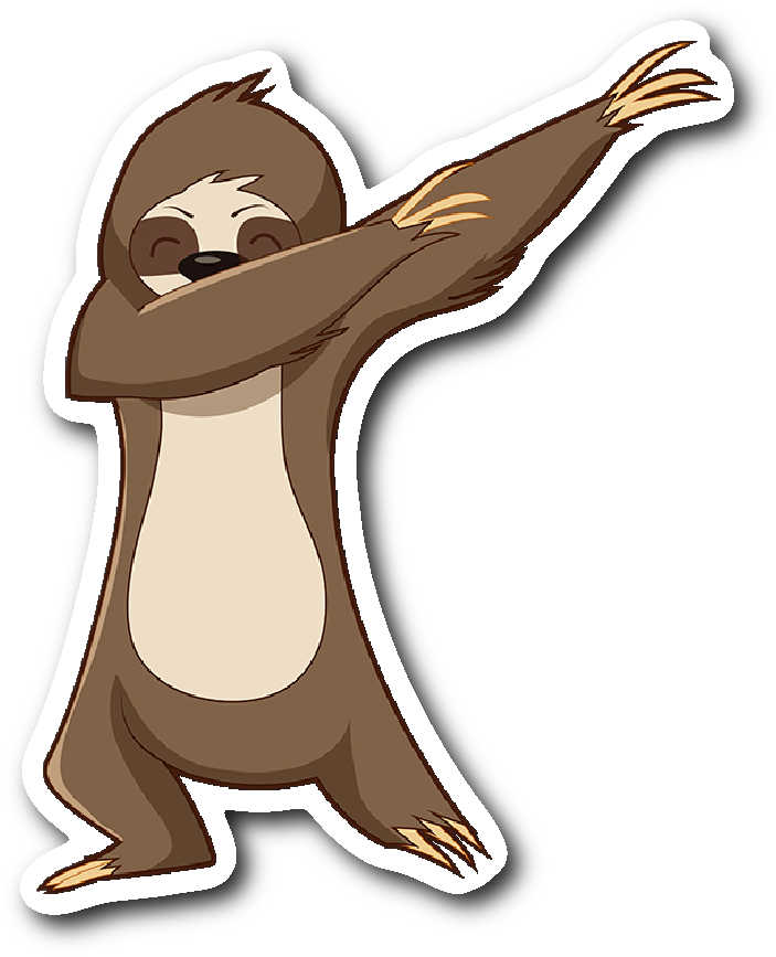 Cute Funny Dancing Sloth Car Bumper Decal Sticker - Cute Clip Art Sloth (1064x1064), Png Download