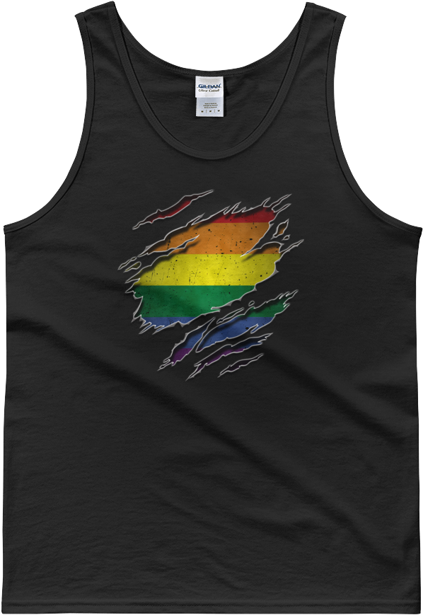 Gay Flag Ripped Chest - Gay Flag Ripped Chest V-neck Tees (1000x1000), Png Download