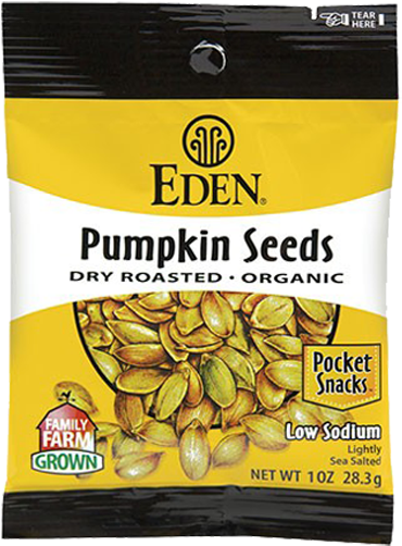 Eden, Semillas De Calabaza Orgánica, - Eden Foods Organic Pocket Snacks - Pumpkin Seeds - (600x700), Png Download