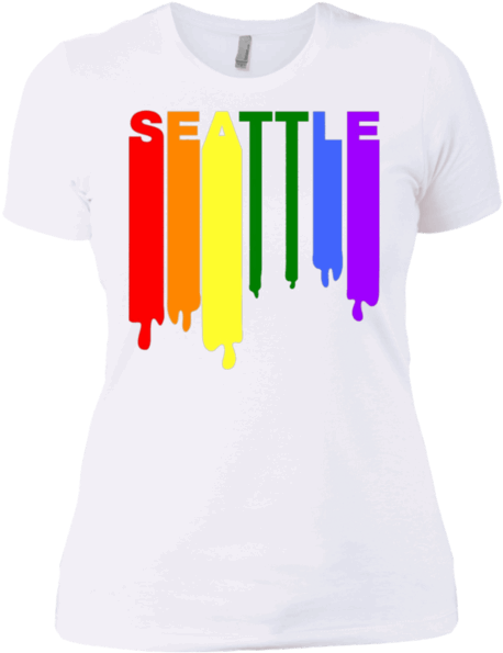 Seattle Rainbow Wet Paint Lgbt Gay Pride T-shirt Https - Seattle Gay Pride Rainbow Cityscape Plus Size T-sh (600x600), Png Download
