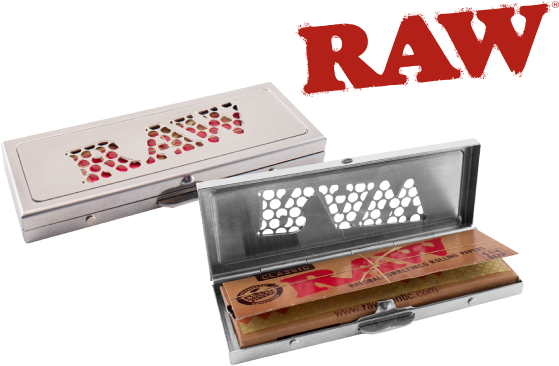 Raw Metal Paper Case Tin 1-1/4 Size Shredder - Raw Rolling Paper Parchment Paper 100mm (640x480), Png Download