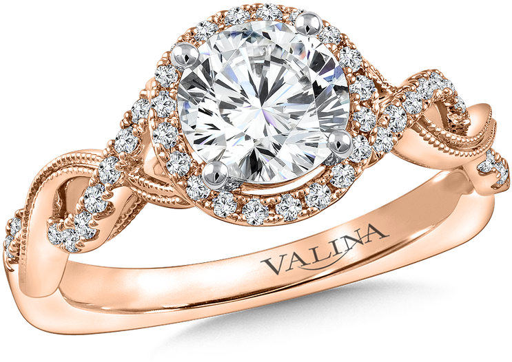 Valina Diamond Engagement Ring Mounting In 14k Rose - Valina Engagement Ring Mounting | Size: 6.50 (800x800), Png Download