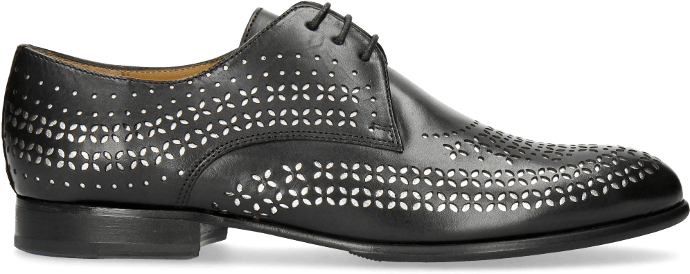 Derby Shoes Sally 82 Black Lasercut Feather - Slip-on Shoe (1024x1024), Png Download