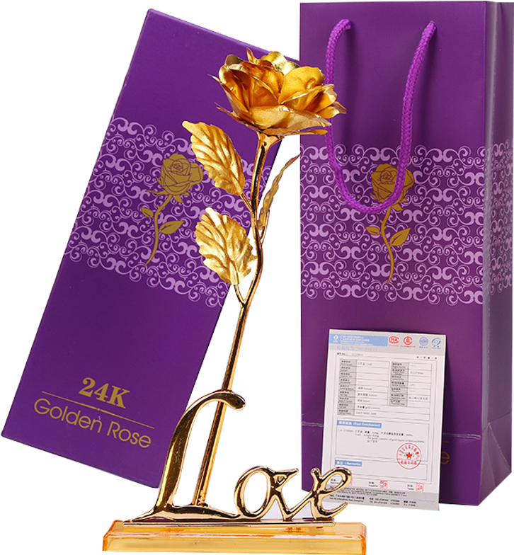 Roses Creative Birthday Gifts For Girlfriends Girl - Blueberry Cannon 24k Gold Foil Rose Long Stem Rose (800x800), Png Download