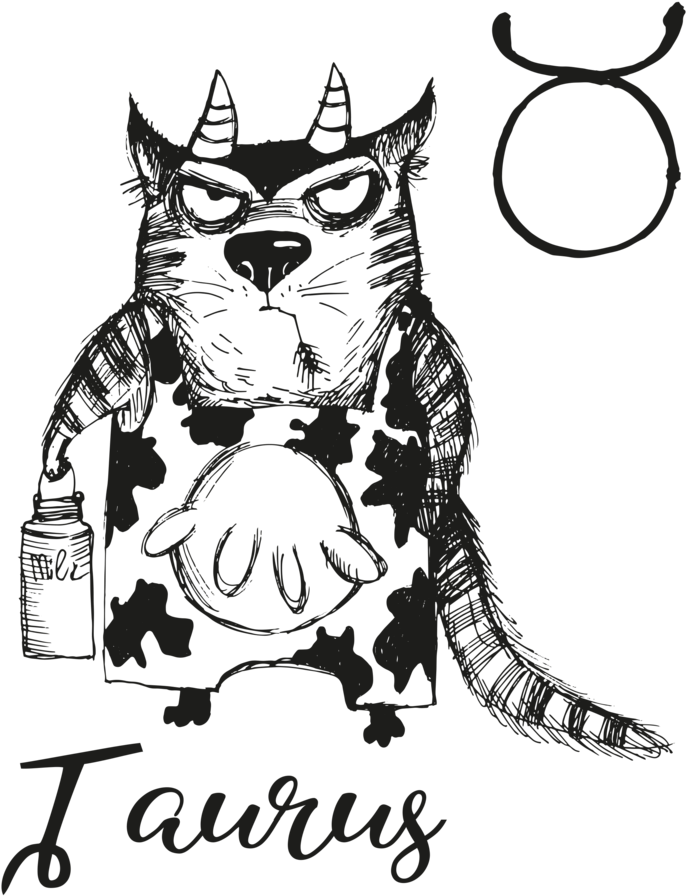 Taurus Trip Men's Printed T Shirt - Zodiac Cat Coffee Mug (735x1040), Png Download