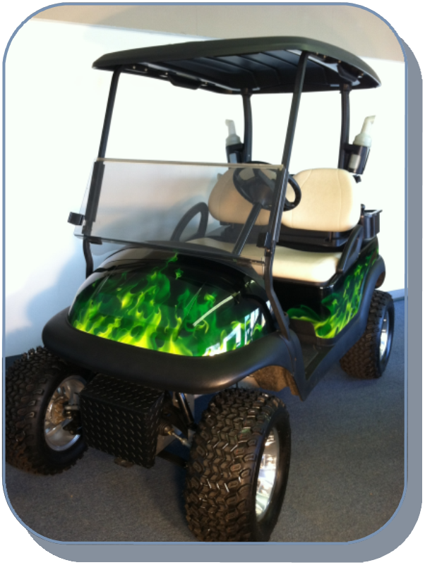 Green Flame Golf Cart (602x801), Png Download