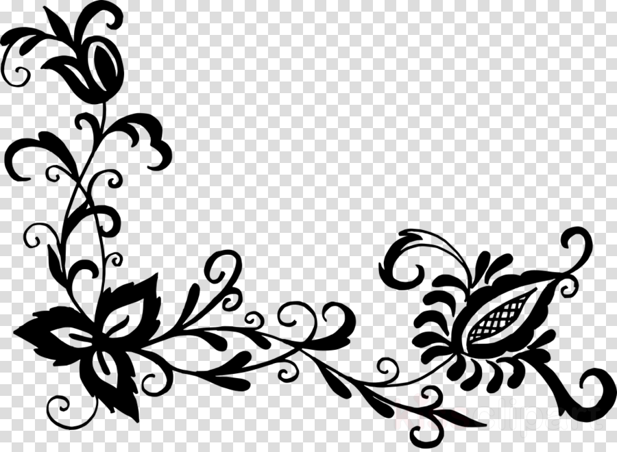 Black Flower Pattern Png Clipart Flower Designs Floral - Offer Flower Designs Drawing (900x660), Png Download
