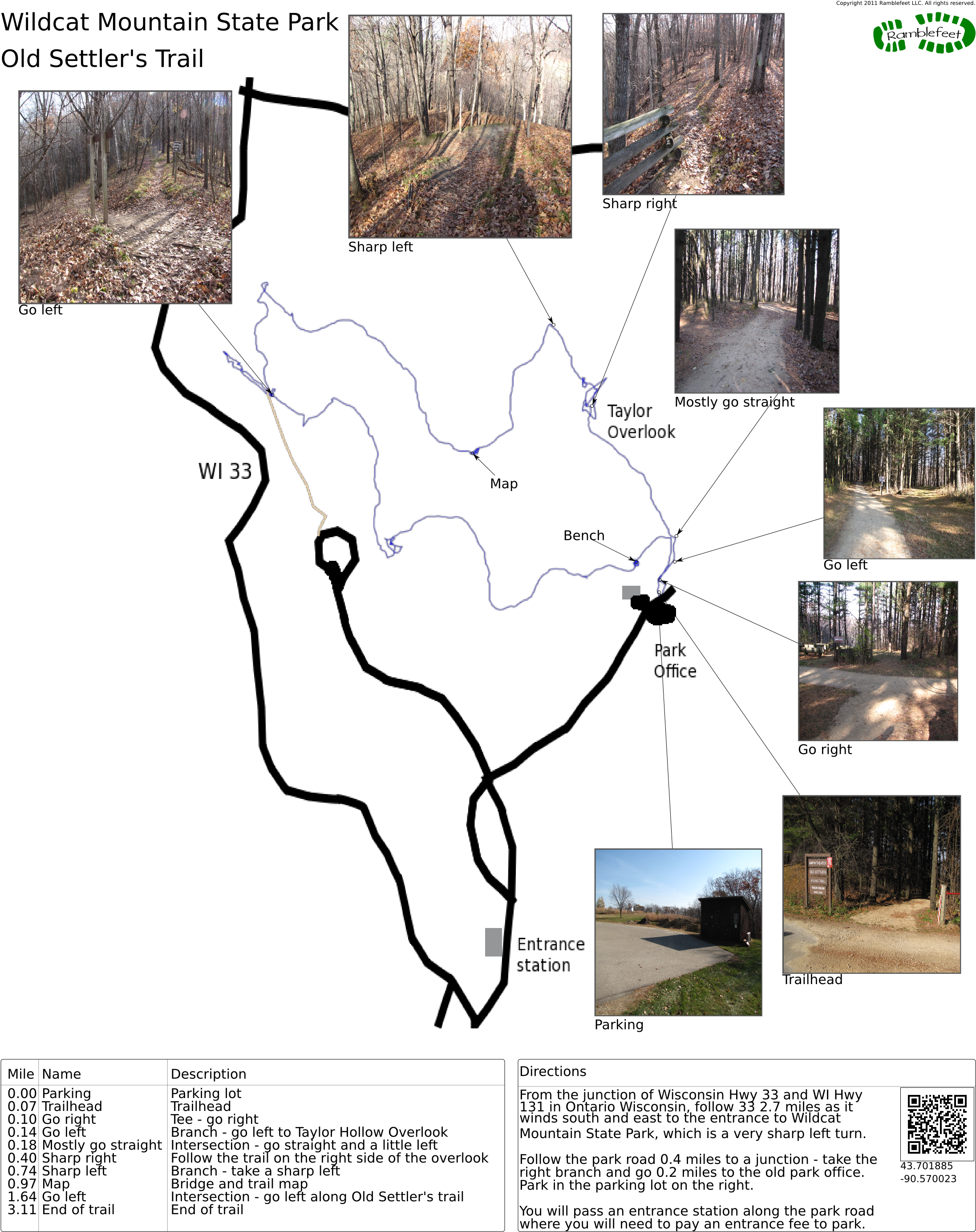 Printable Trail Map In Png Format - Wildcat Mountain Falls Wi (2250x2800), Png Download