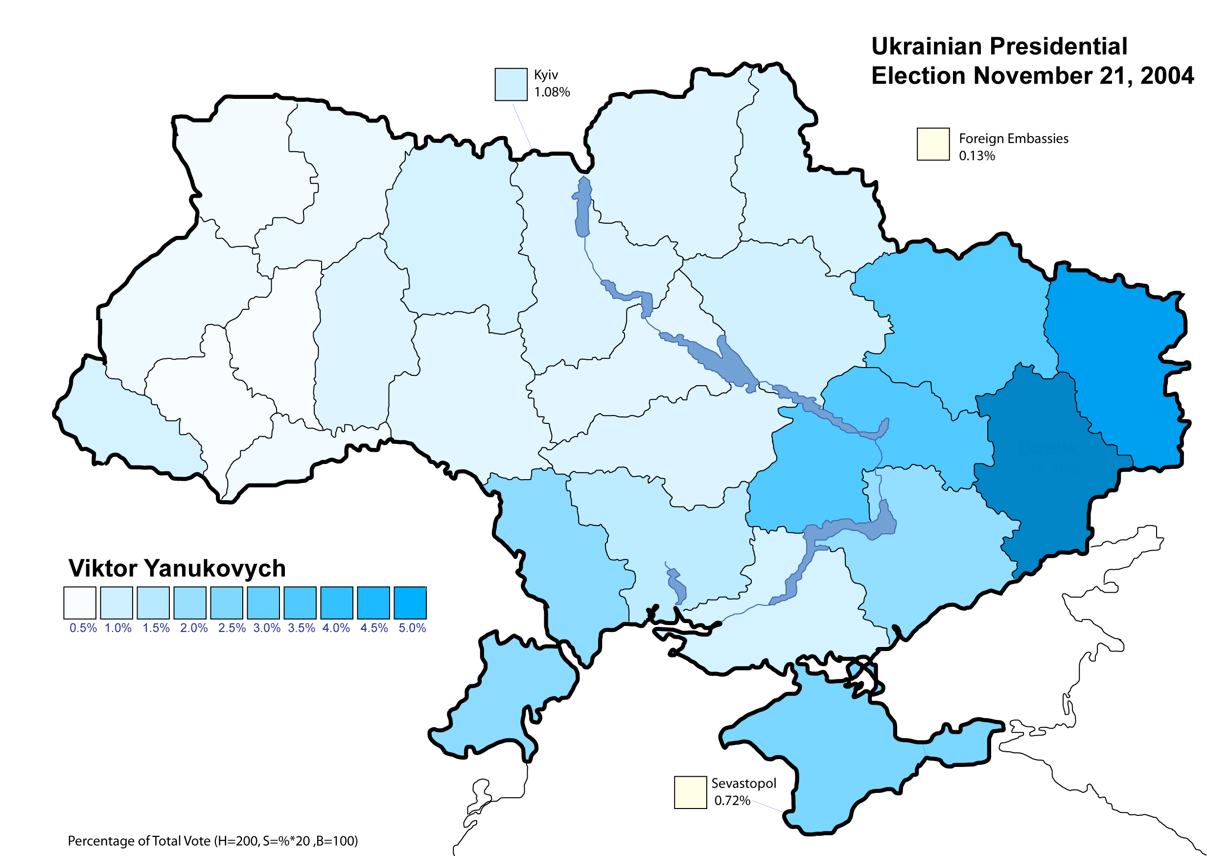 Ukraine Presidential Nov 2004 Vote A - Map Of Annexed Ukraine (2466x1749), Png Download