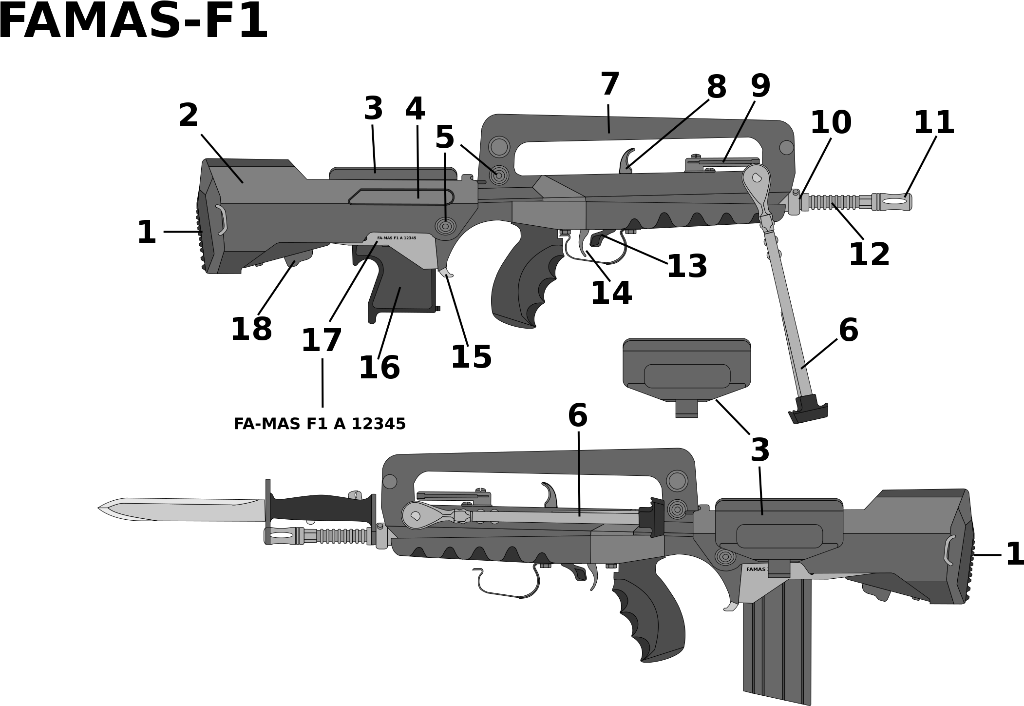 Famas-f1 Parts Assembled - Arme De L Armée De Terre (2447x1704), Png Download