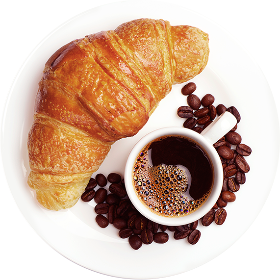 Slide Viziovirtù - Chocolate Shop - Venice - Croissant And Coffee Png (571x571), Png Download